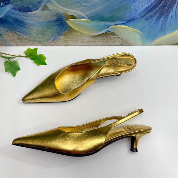 Jeffrey Campbell Persona Pointed Toe Slingback Pump In Gold 6 - Picture 5 of 16